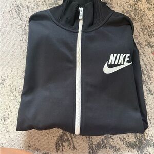 Nike Black Track Jacket with White Logo and Zip